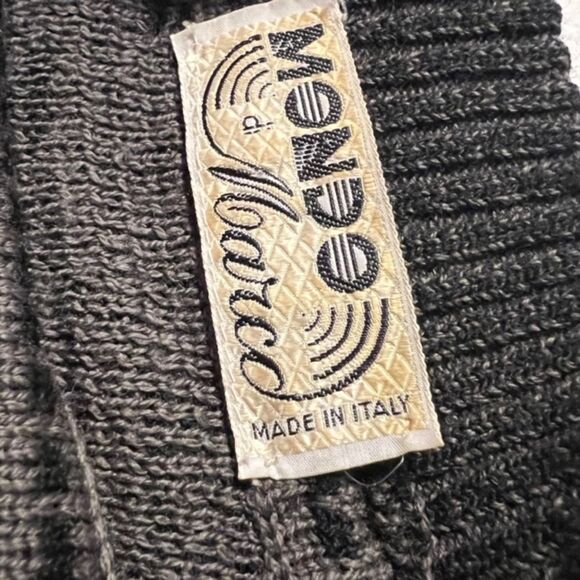 VTG Mondo di Marco Mens Black Gray Diamond Print Wool Blend Sweater Sz Medium - Picture 7 of 14